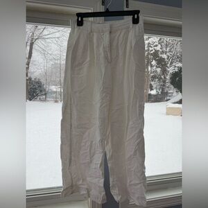 Abercrombie & Fitch Cream/White Linen Trouser Pants